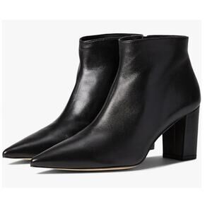 Stuart Weitzman Stuart 75 Pointed Toe Zip Booties Black Leather Size 8.5 NWOB